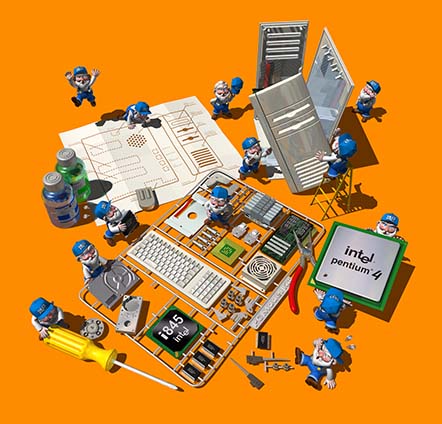 パソコンを組み立てる小人たち '02